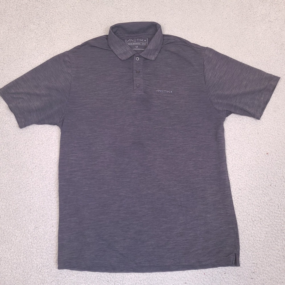 Anetik Mens Golf Performance Polo‎ Shirt Mens Medium Black UPF 30 Short Sleeve